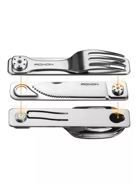 походный мультитул (ложка, вилка и нож) Roxon C1 ( C1S ) silver