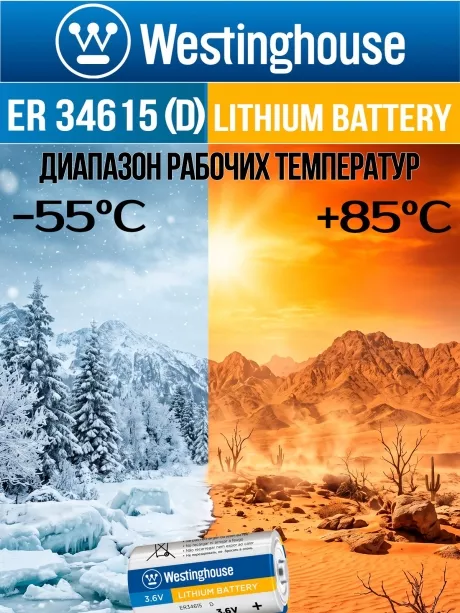 литиевые батарейки Westinghouse ER 34615 (D) 3шт. 