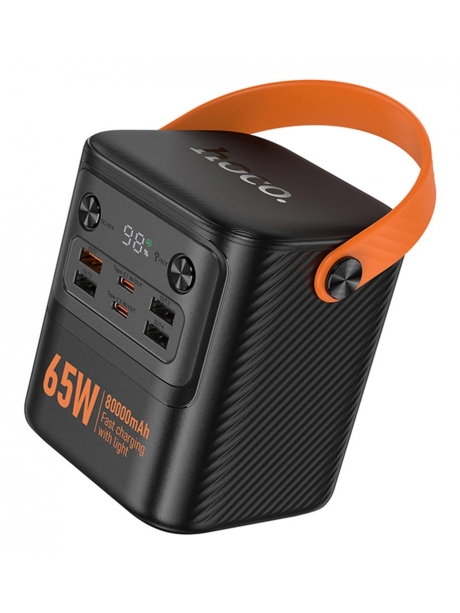 портативный внешний аккумулятор для ноутбука Hoco J152 Pro Tough PD65W+light power bank(80000mAh) black