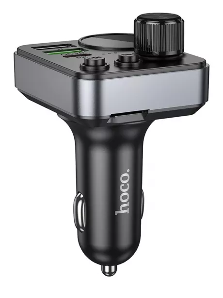 зарядка для телефона в машину с FM трансмиттером Hoco E86 Alegria 48W dual port PD30W+QC3.0 car BT FM transmitter black