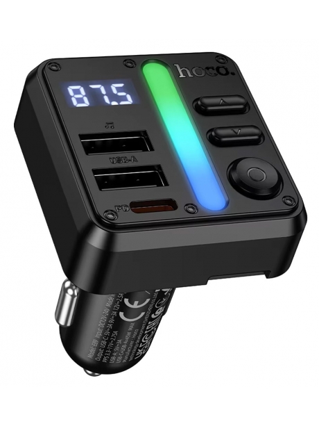 зарядка для телефона в машину с FM трансмиттером Hoco E89 Libre 45W(1A1C) car BT FM transmitter black