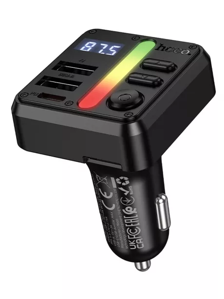 зарядка для телефона в машину с FM трансмиттером Hoco E89 Libre 45W(1A1C) car BT FM transmitter black